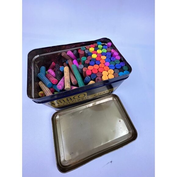 AMACO Colored Chalk Dustless Blue & Gold Tin #301 Made in USA Art Pastel Effects - Picture 6 of 10